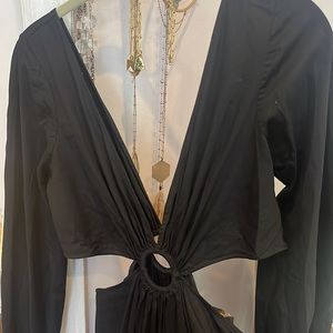 Anthropologie Smocked Cuff Embroidered Dress